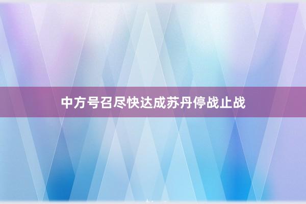 中方号召尽快达成苏丹停战止战